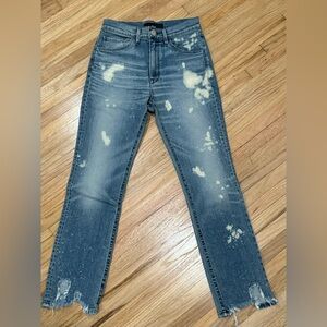 NWOT 3x1 NYC Colette High Rise Bleached Crop Skinny In Highland Chewed Hem 25